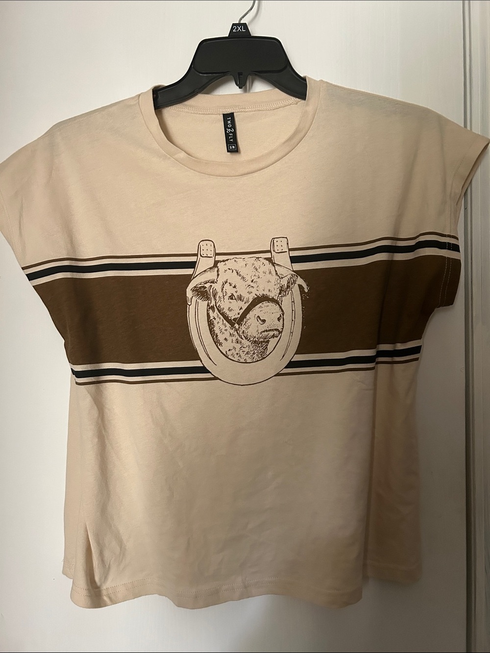 Two2Fly Retro Hereford Tee in Light Beige